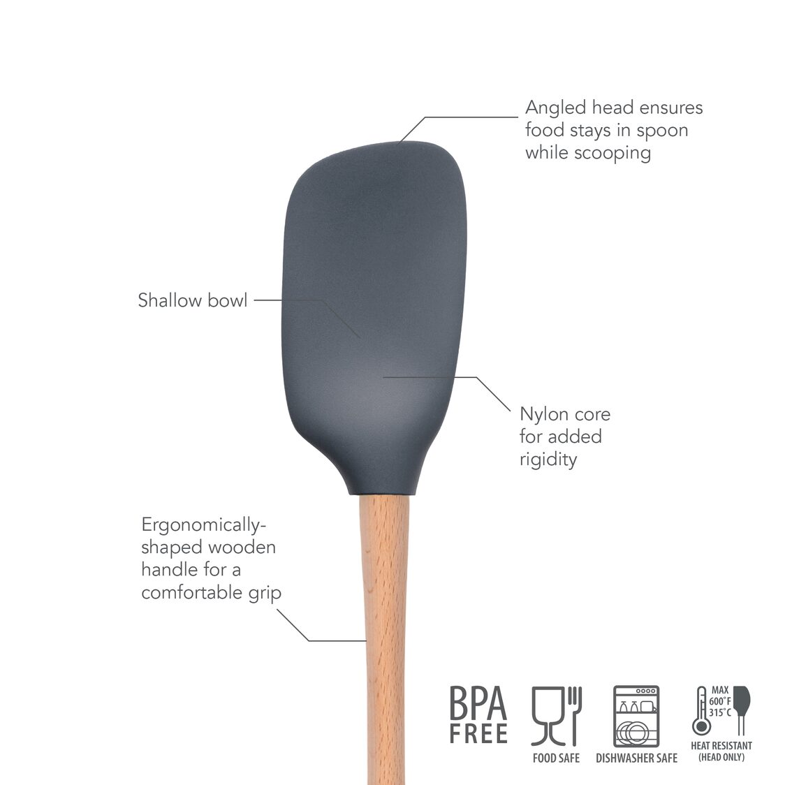Tovolo Flex-Core WHandled Spoonula Charcoal