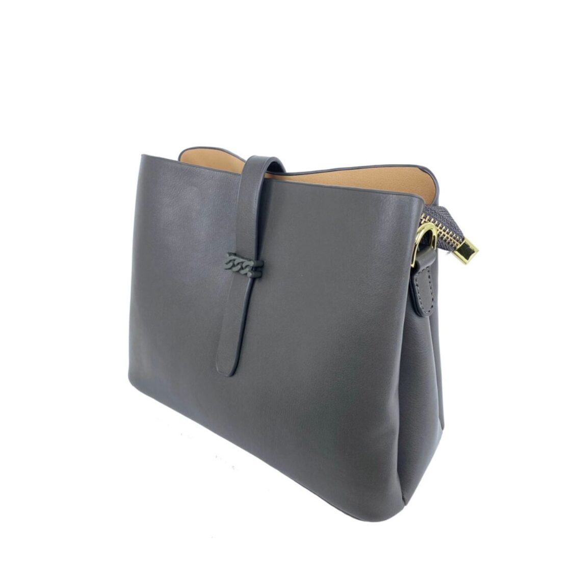 Mel&Co Triple Compartment Sling Bag With Decorative Buckle Grey MH059-Grey