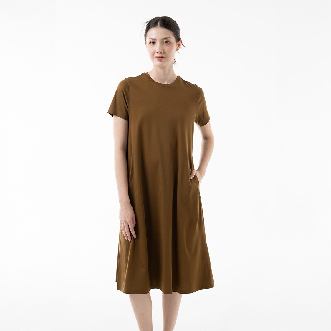 K/WOODS Cozy Midi Dress in Fried Olive