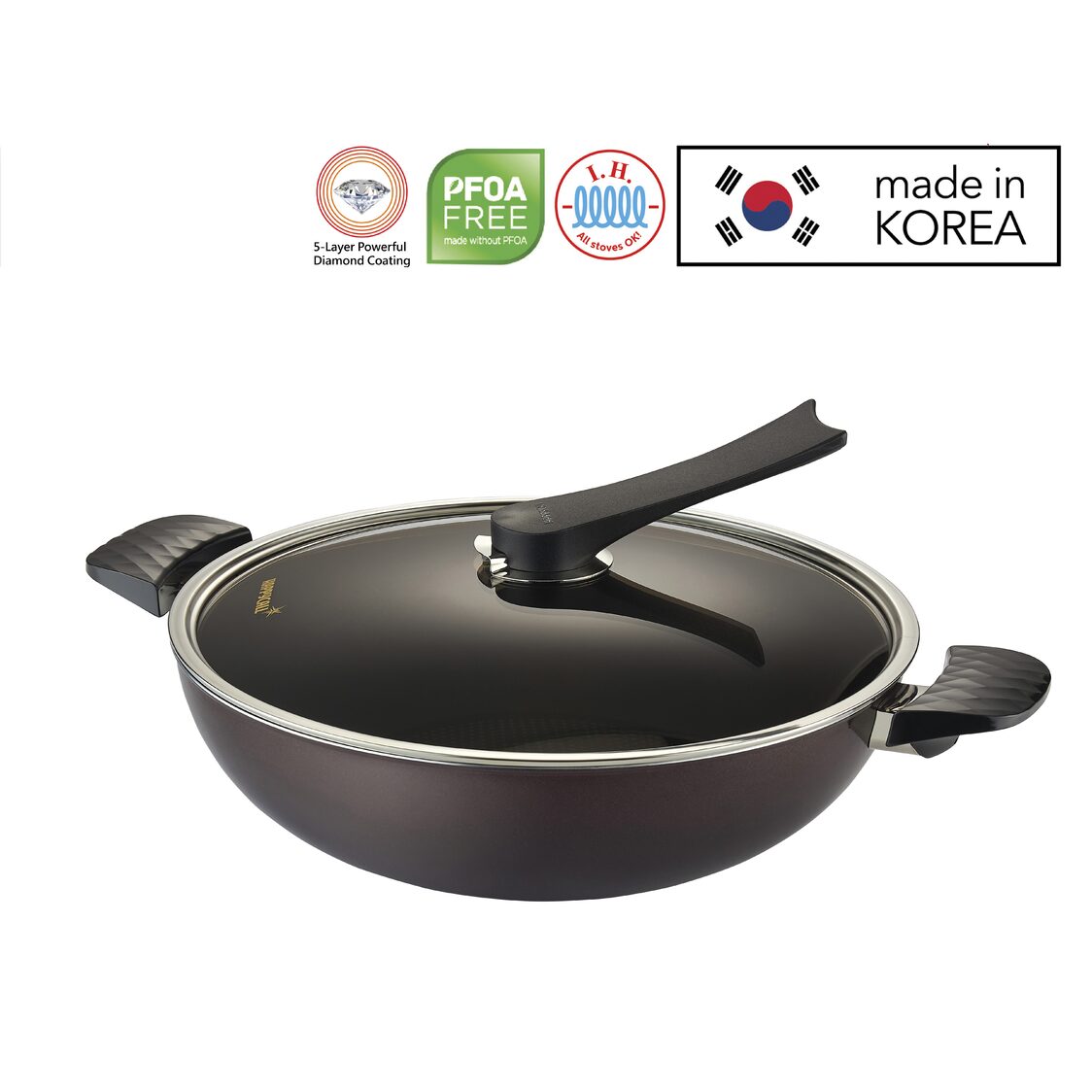HAPPYCALL IH Diamond Lite Die Cast Chef Wok with Lid 32cm (3900-0292)