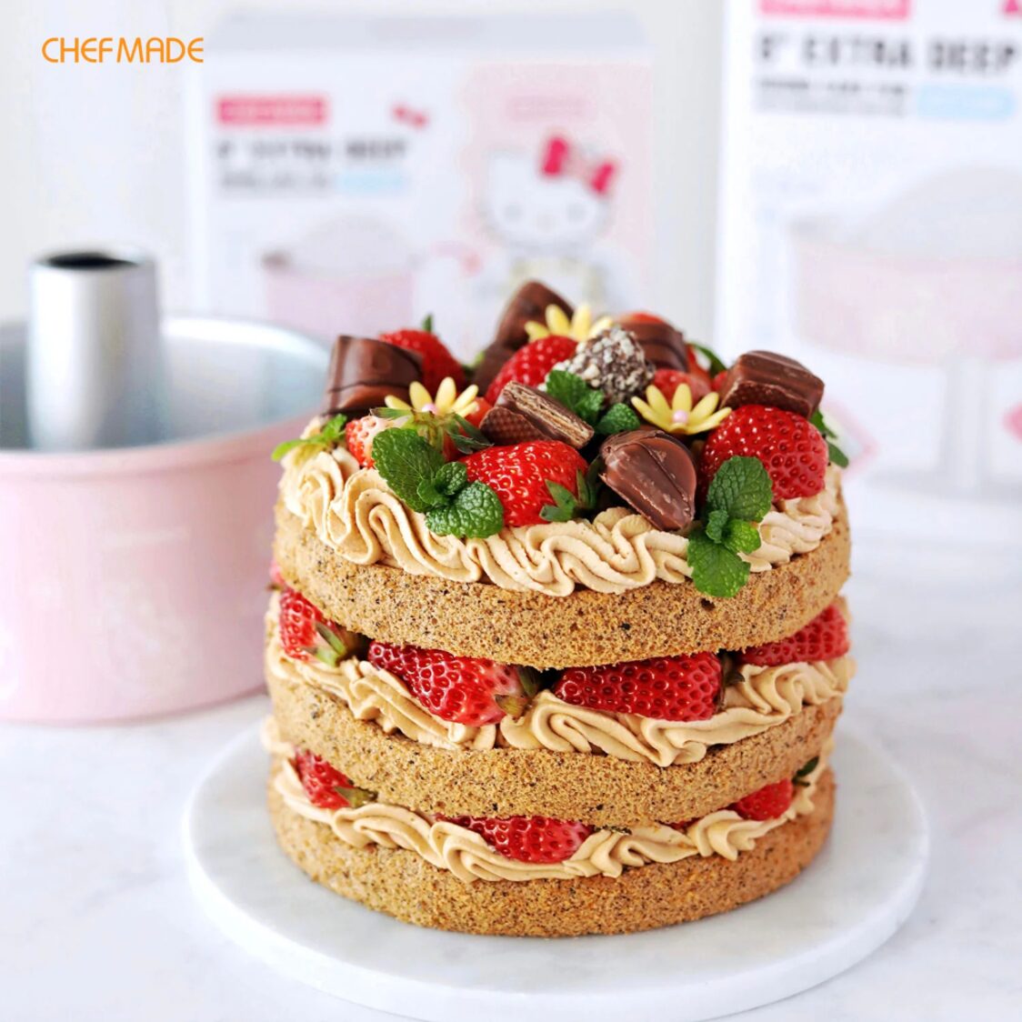CHEFMADE Hello Kitty Round Deep Cake Pan with Removable Bottom 1898CM-KT7108