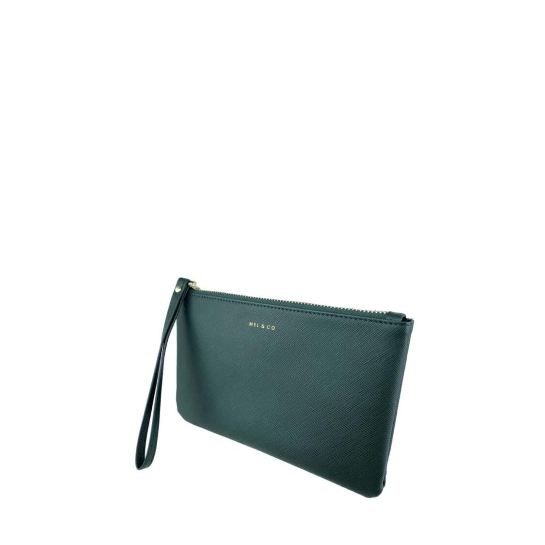Mel&Co Saffiano-Effect Wristlet Loop Handle Pouch