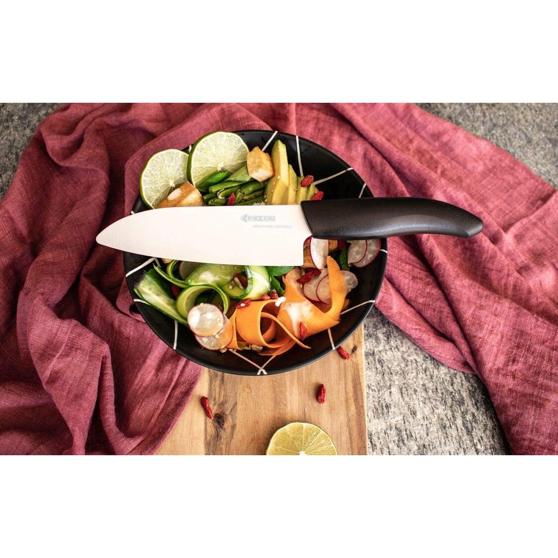 Kyocera 5.5" Advanced Zirconia Ceramic Santoku Knife (FK-140 WH-BK BIO)