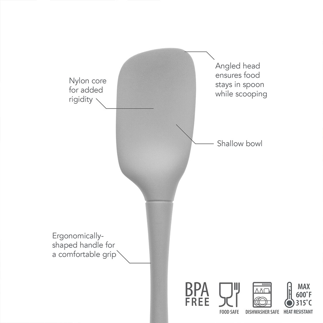 Tovolo Flex-Core All Silicone Spoonula Oyster Gray