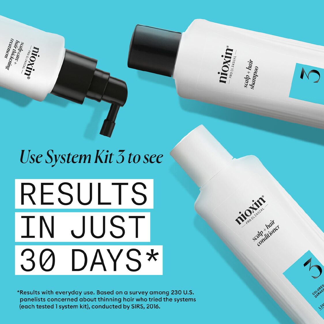 Nioxin System Kit 3 (Shampoo 150ml+Conditioner 150ml+Treatment 50ml)