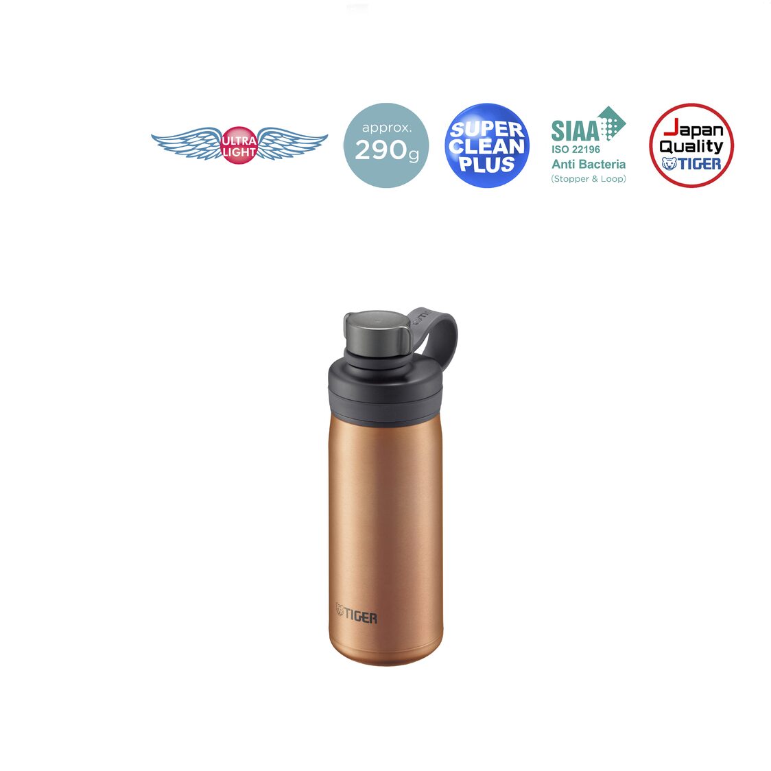 TIGER Anti-Bacterial Double Stainless Steel Carbonated Bottle - Copper (MTA-T080 DC)