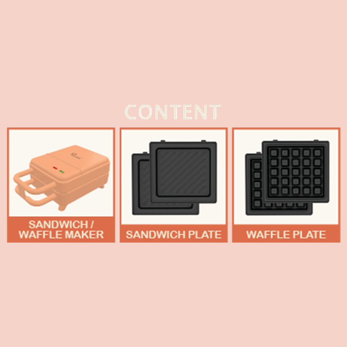 La Gourmet Peach Fuzz Sandwich & Waffle Maker LGELSW421371