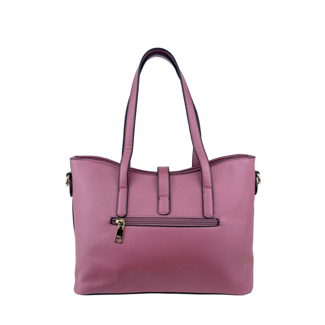 Mel&Co Saffiano-Effect Curve Top Satchel Shoulder Bag Rose MH2021-Rose