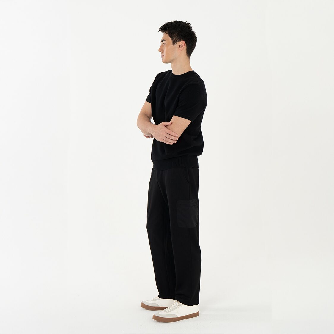 K/WOODS Mens Calmline Crew Neck - Black