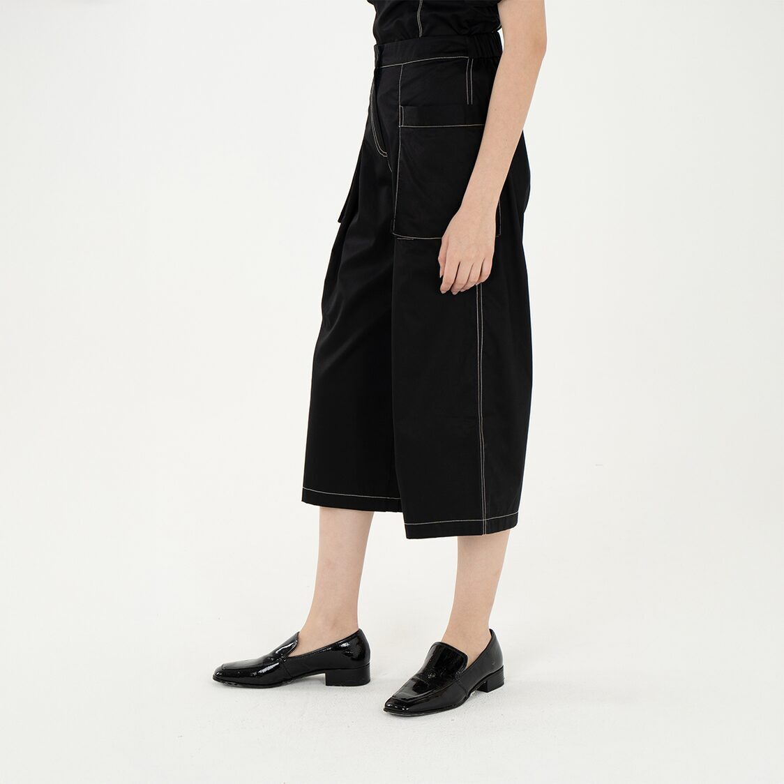 K/WOODS Stain Repellent Gridline Culottes In Black
