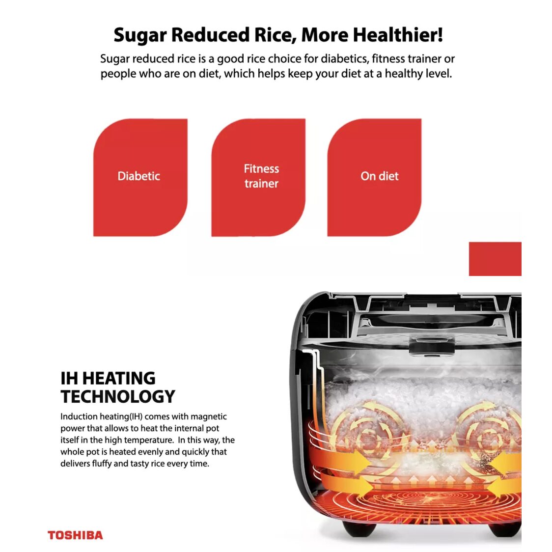 TOSHIBA 1.8L Low Gi Induction Heating Rice Cooker (RC-18ISPS)