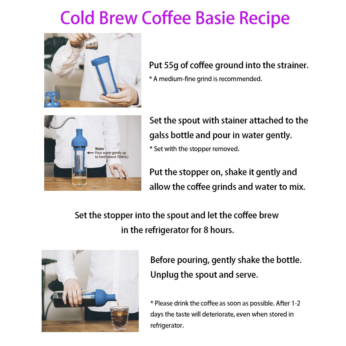 HARIO "Cold Brew" Coffee Filter-in Bottle 700ml - Black (FIC-70 B)