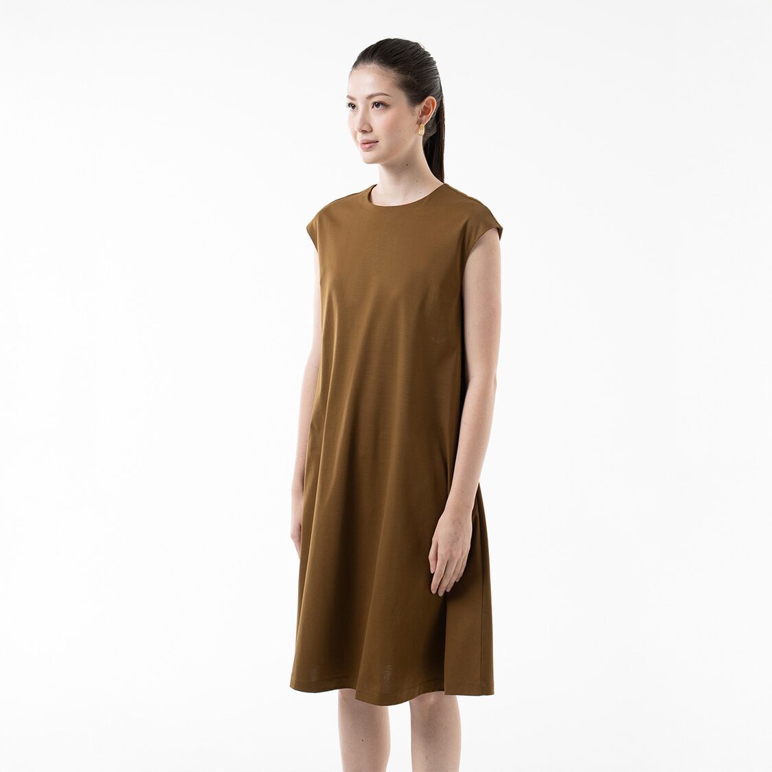 K/WOODS Essential Flow Midi Dress in Fried Olive