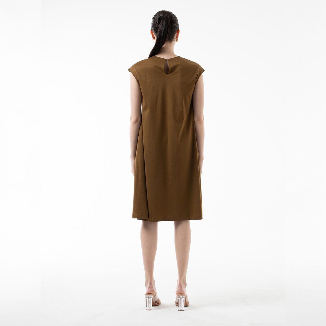 K/WOODS Essential Flow Midi Dress in Fried Olive