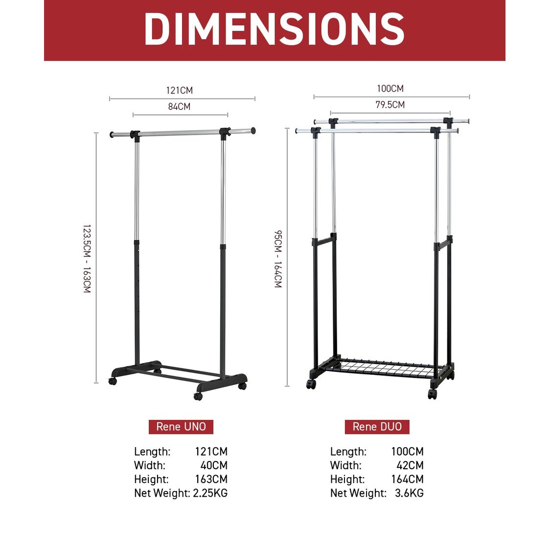 Rene Uno Single Garment Rack Matt E70450