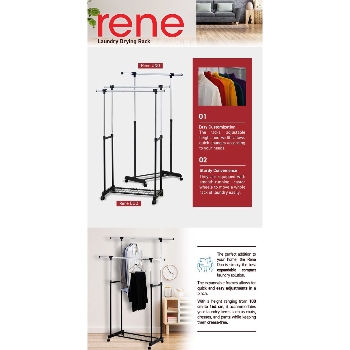 Rene Uno Single Garment Rack Matt E70450