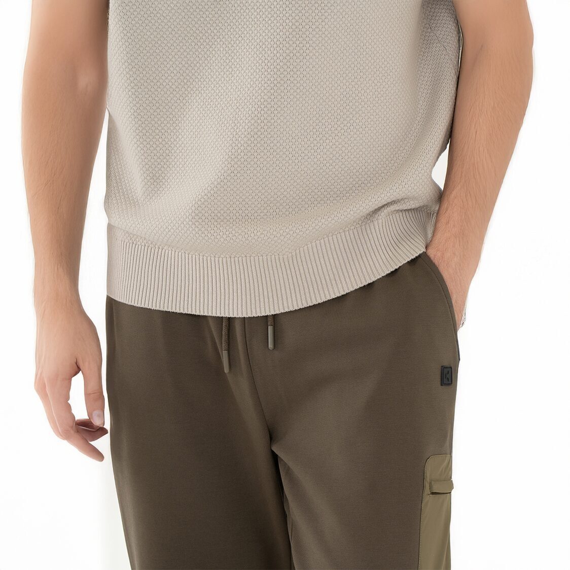 K/WOODS Mens Calmline Crew Neck - Almond