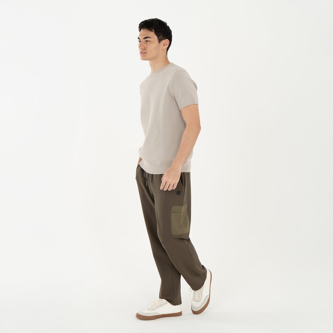 K/WOODS Mens Calmline Crew Neck - Almond