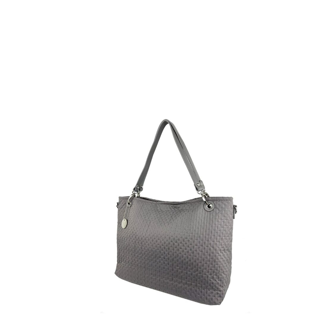 Mel&Co Embossed Nylon Double Handle Bag Grey