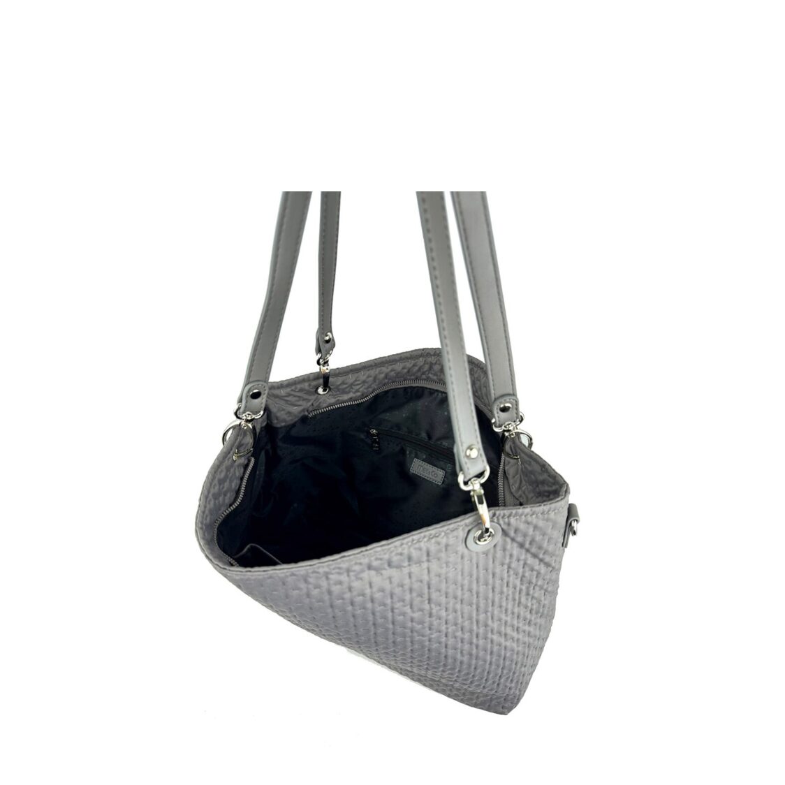 Mel&Co Embossed Nylon Double Handle Bag Grey