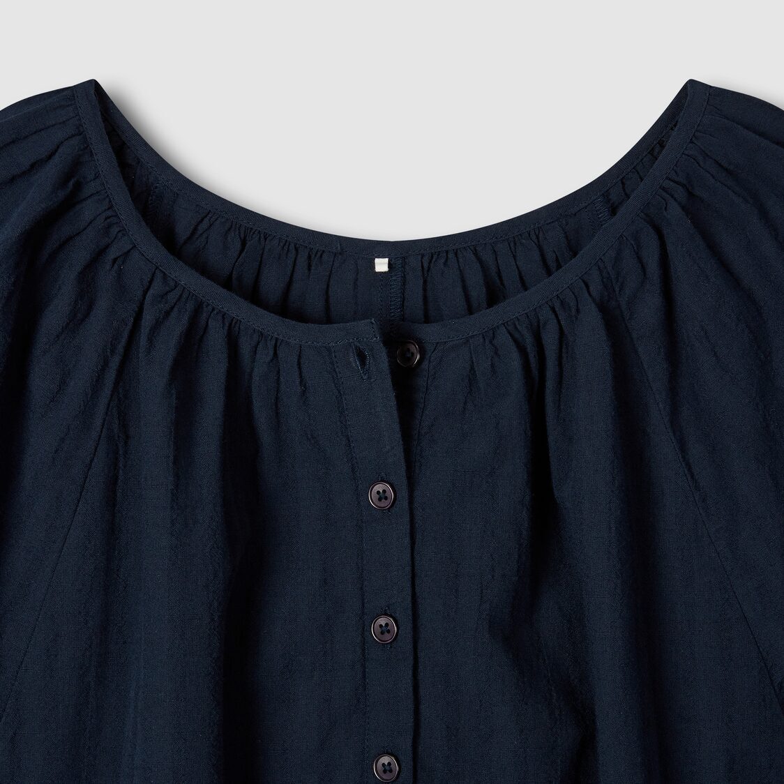 Jaju Women Cotton Shirring Pajama Dress Navy