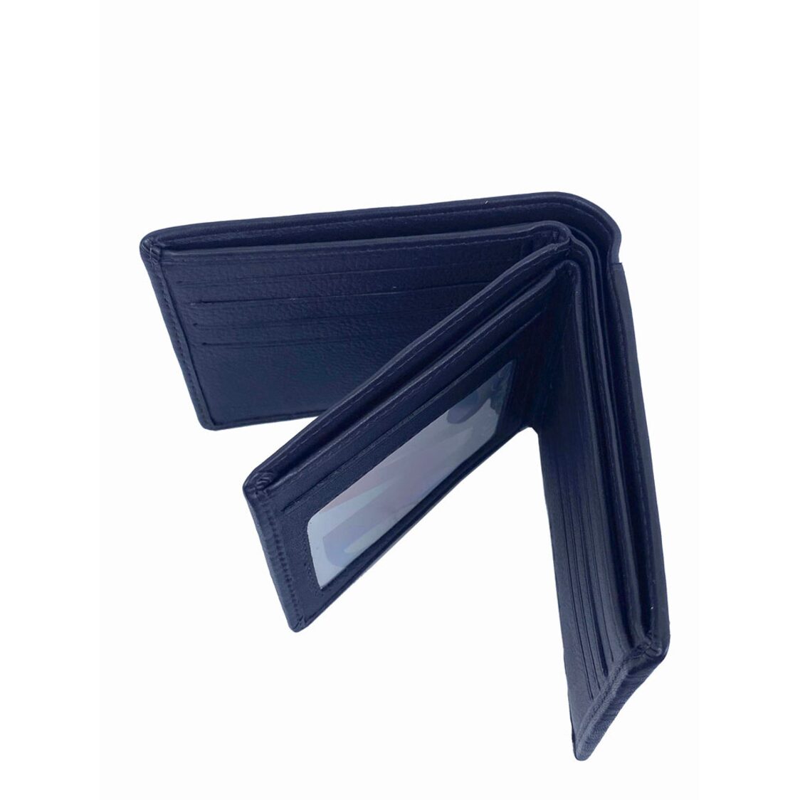 Genuine Leather Center Flap Wallet With Slip Pocket