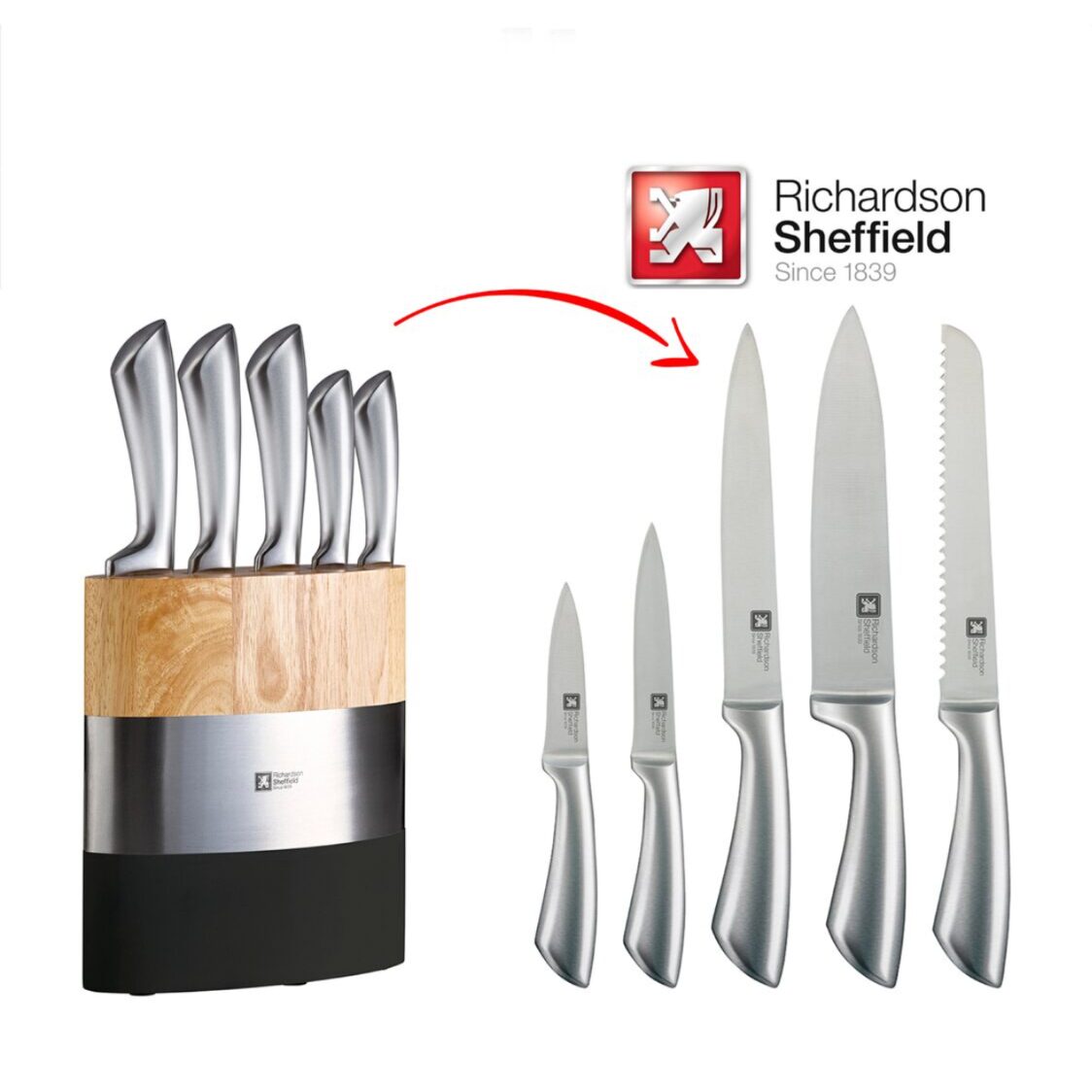Richardson Sheffield (UK) Fusion 5-pc Knife Block Set (Black)