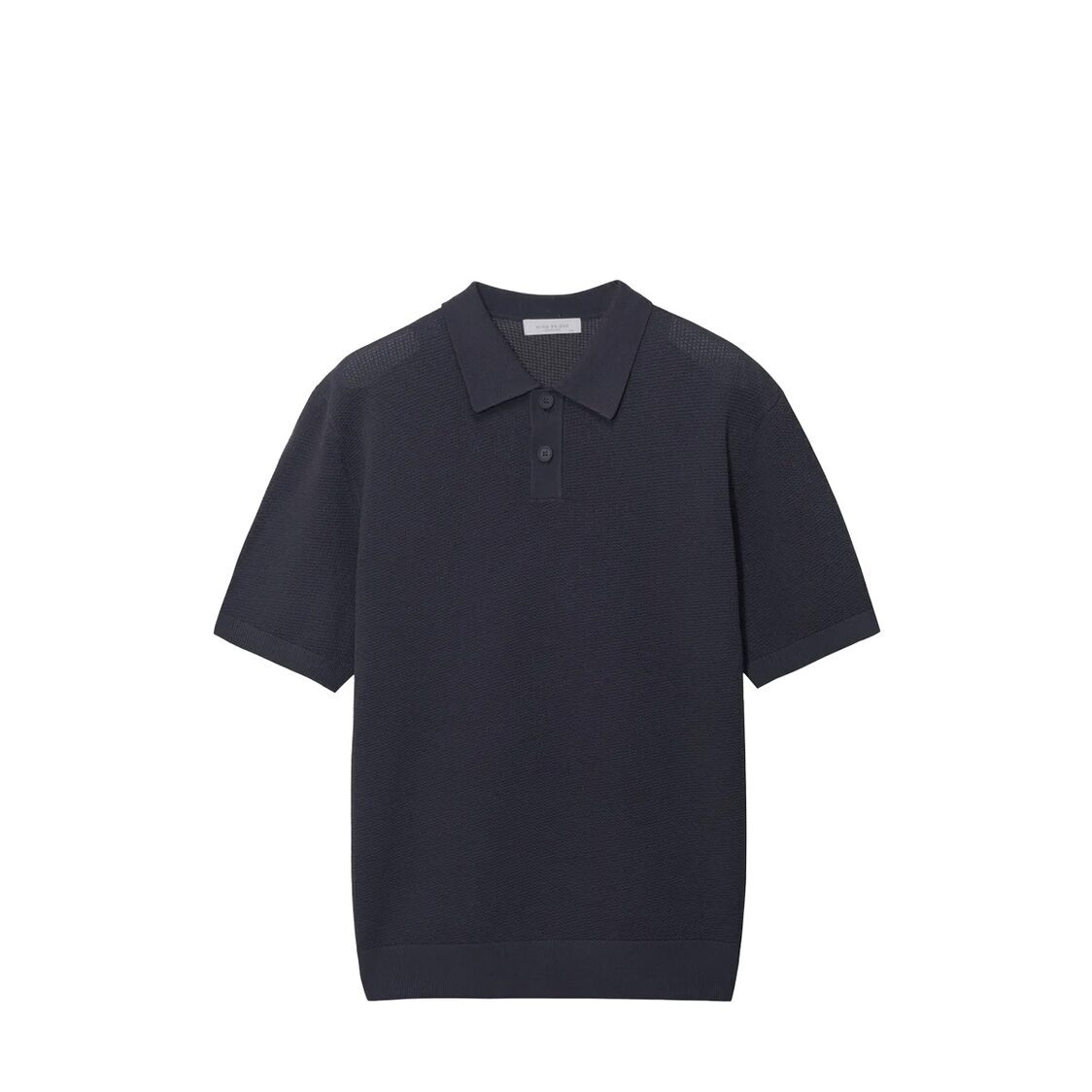 Mind Bridge Texture-Modified Collar Short-Sleeved Knit Black