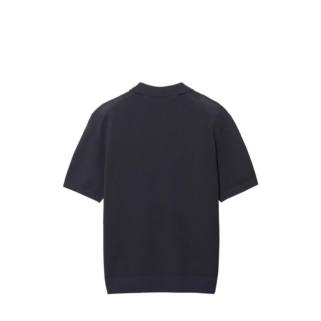 Mind Bridge Texture-Modified Collar Short-Sleeved Knit Black