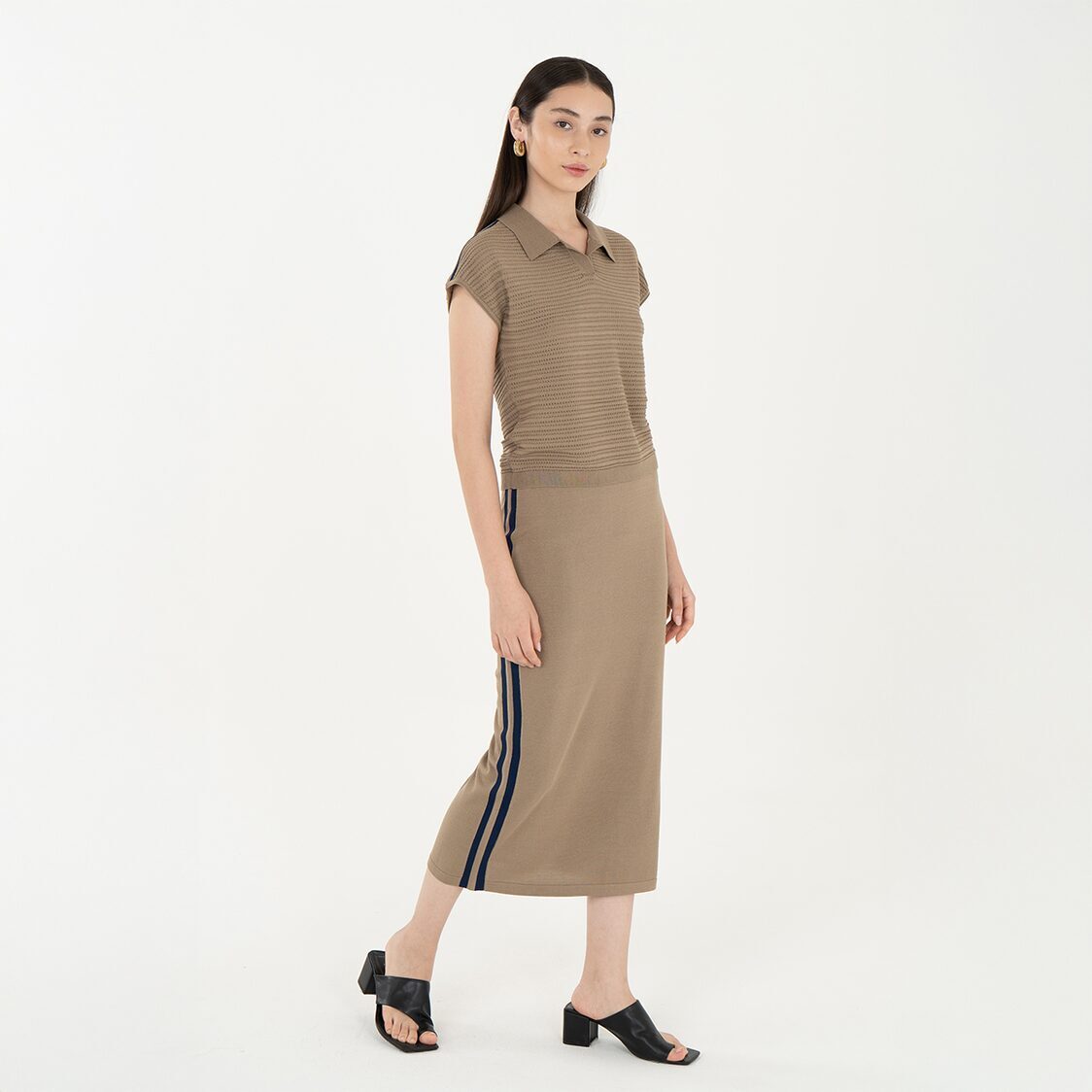 K/WOODS Ice Cool Urban Textured Polo in Camel