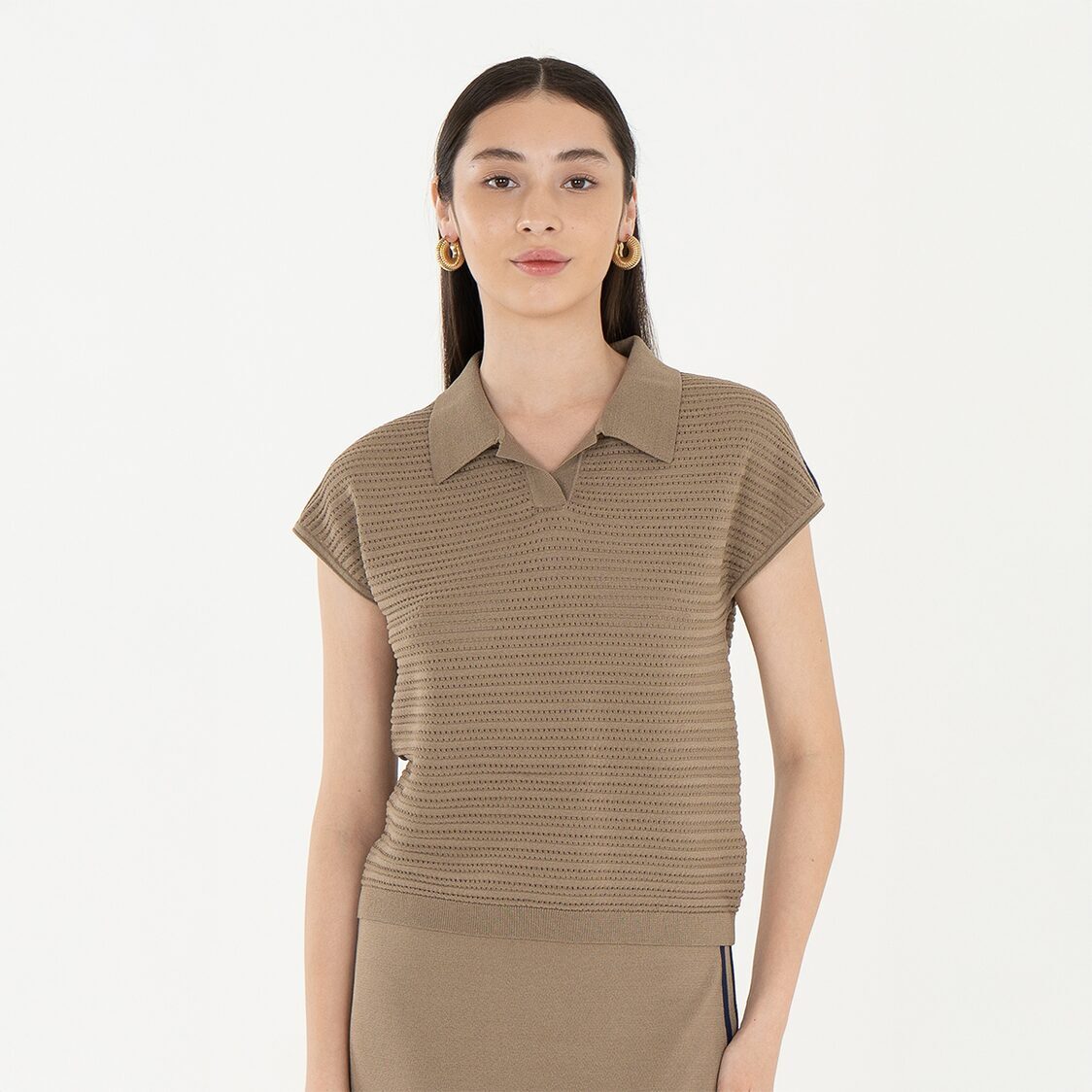 K/WOODS Ice Cool Urban Textured Polo in Camel