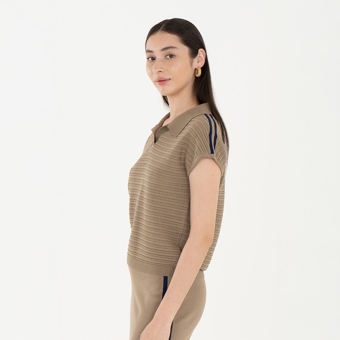 K/WOODS Ice Cool Urban Textured Polo in Camel