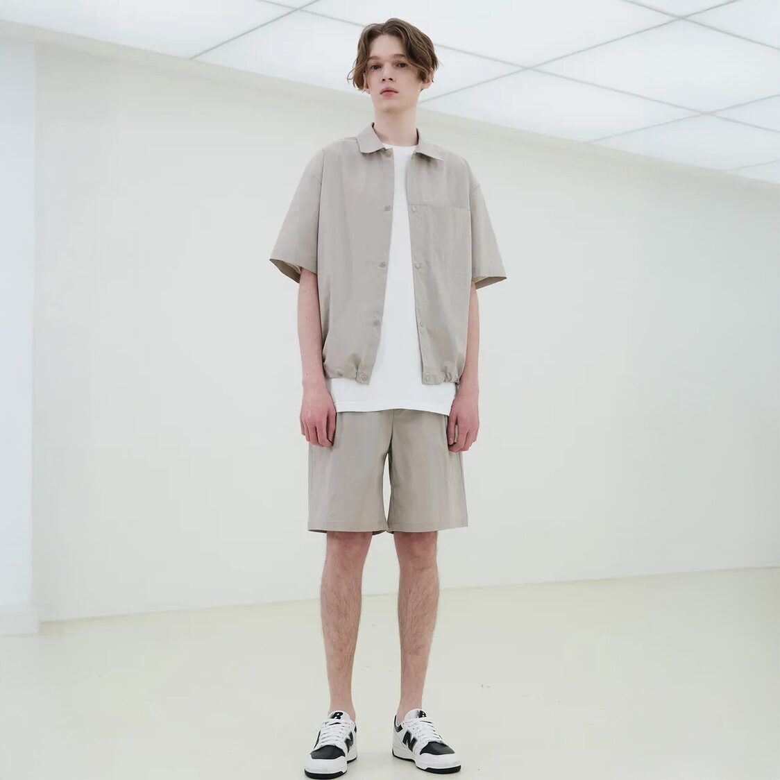 Mind Bridge Relaxed Fit Full Banding Half Pants L/Beige