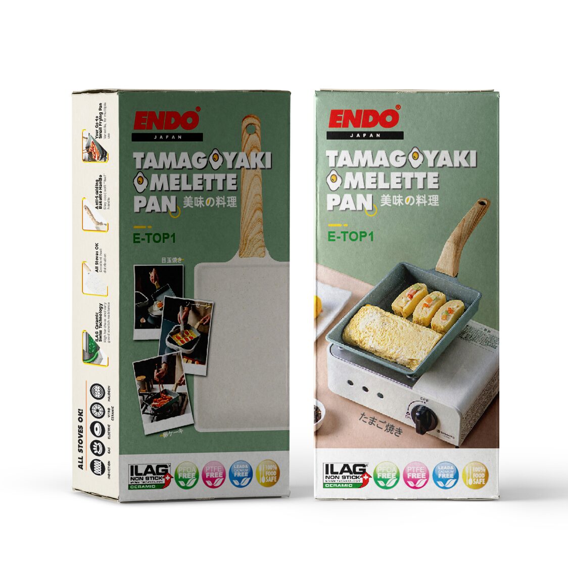 Endo Tamagoyaki IH Omelette Pan - Moss Green (E-TOP1)