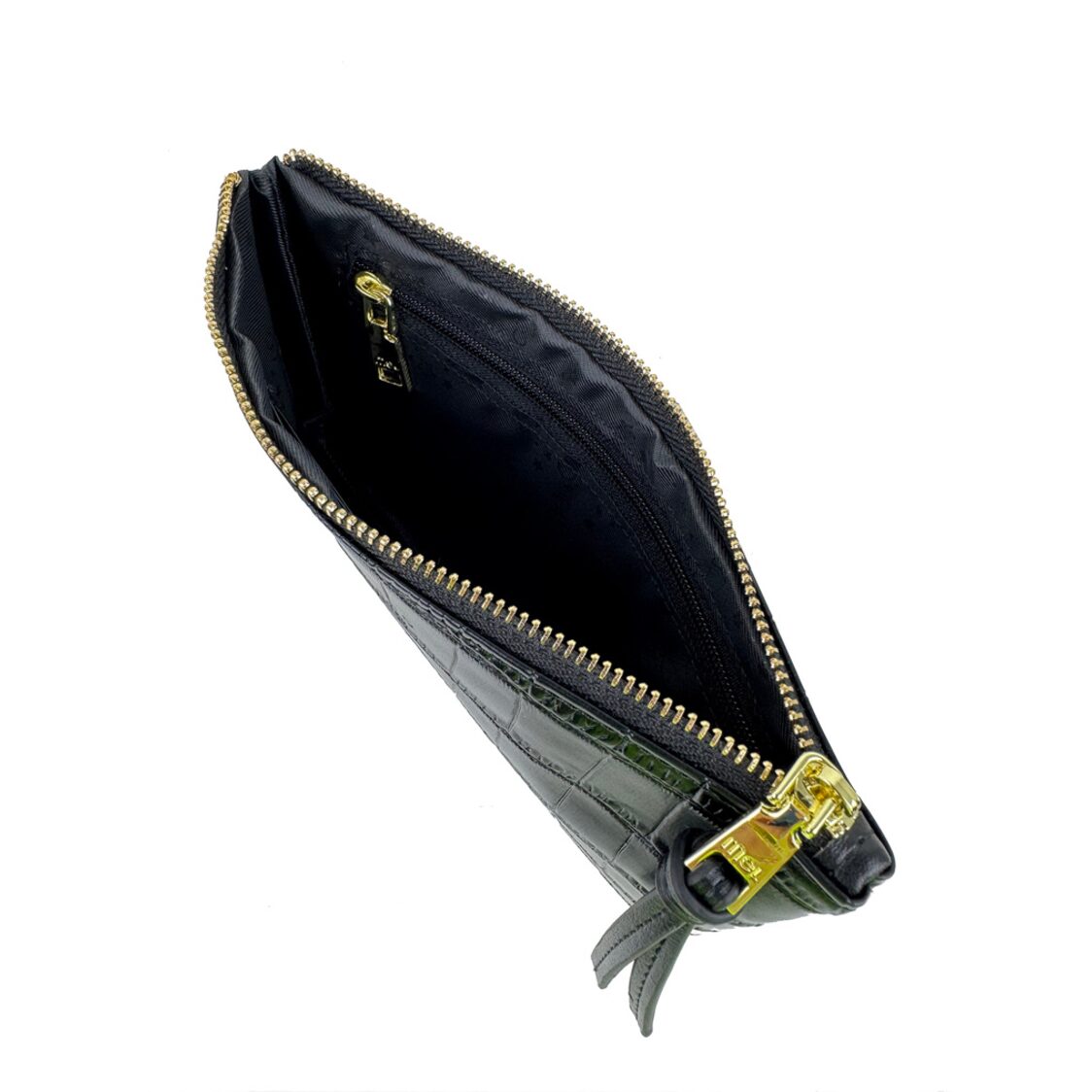 Mel&Co Croco Wristlet Pouch Black