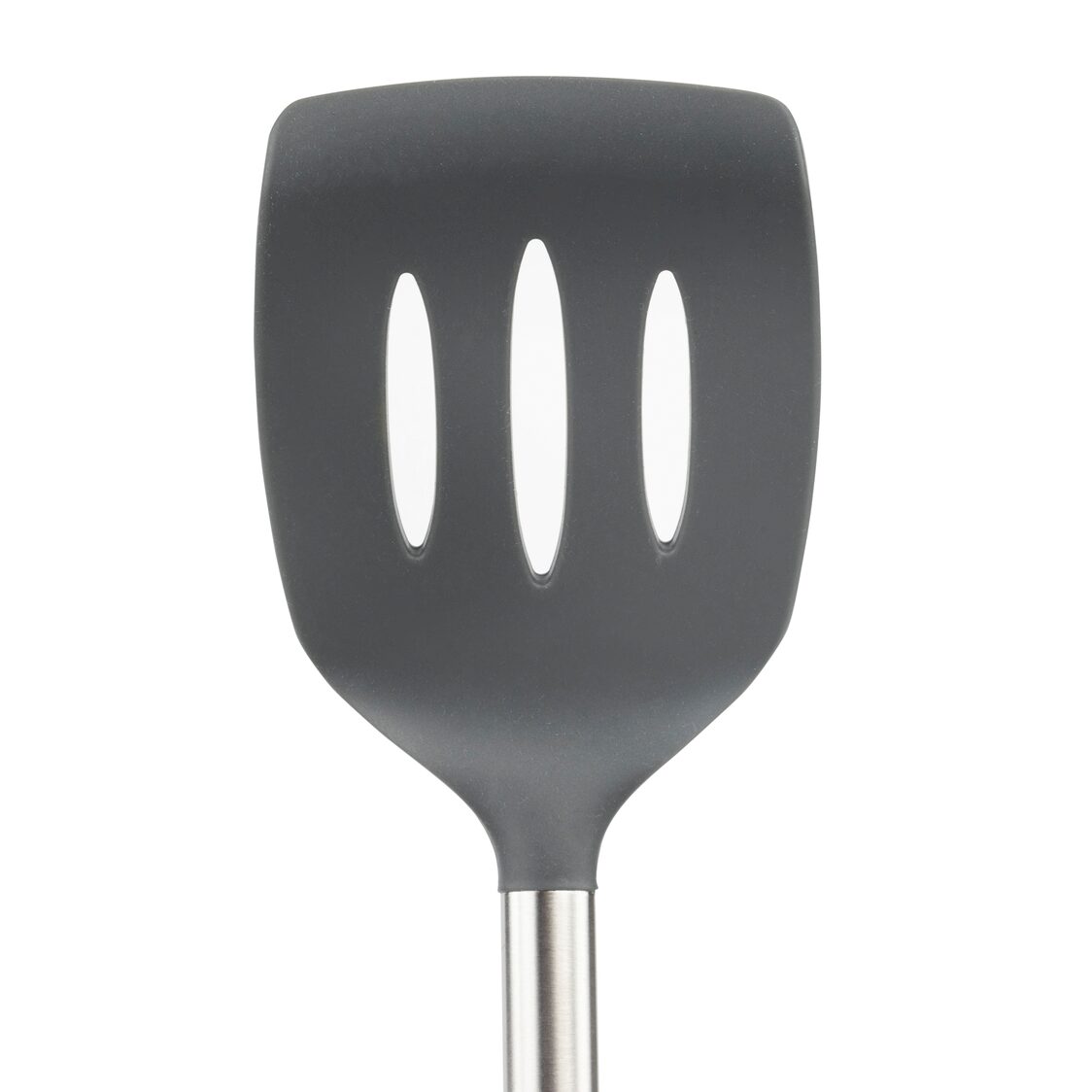 Tovolo Silicone Slotted Turner with Stainless Steel Handle - Charcoal