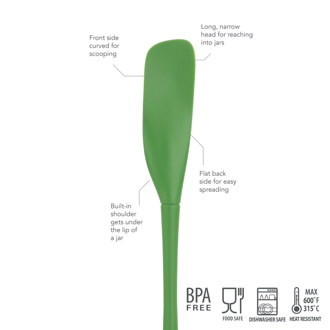 Tovolo Flex-Core All Silicone Jar Scraper Pesto