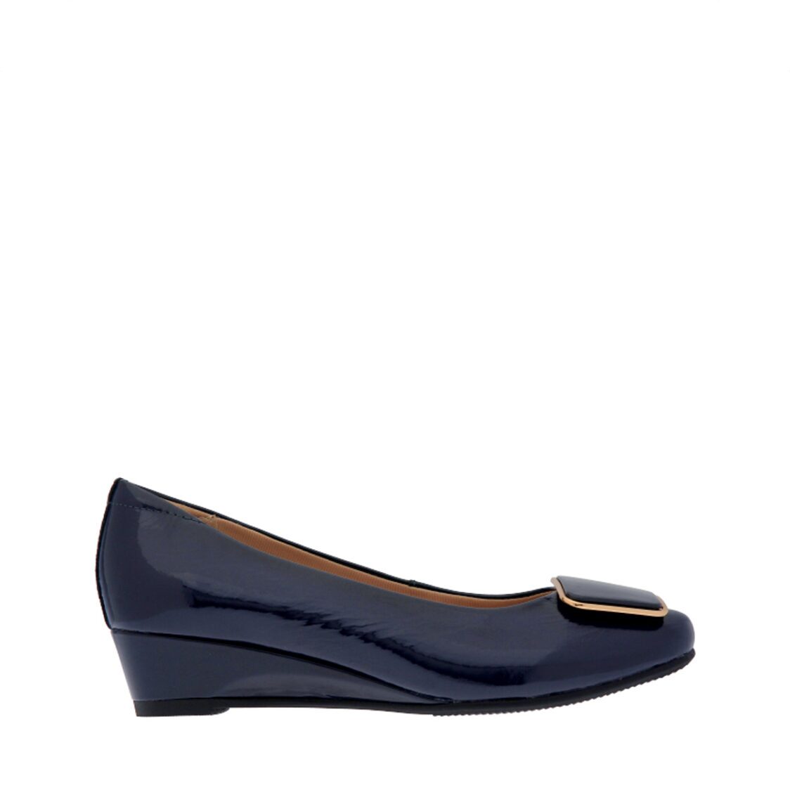 Caratti 1992 Navy Leather Wedged Heels (Short, with Buckle)