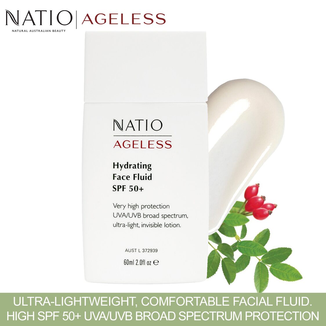 Natio Ageless Hydrating Face Fluid Spf 50+ 60ml