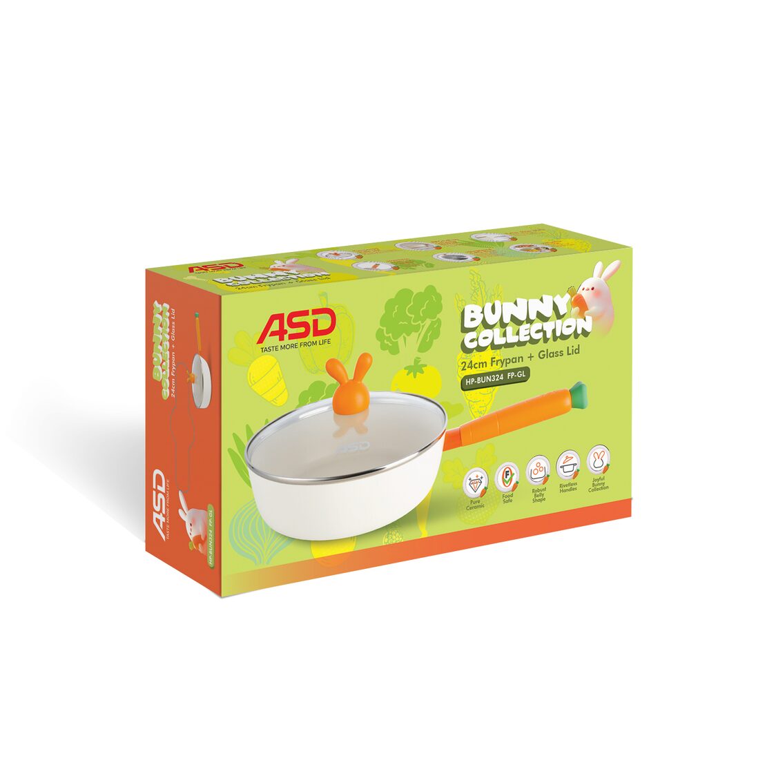 ASD Bunny Collection 24cm Induction Frying Pan with Glass Lid (HP-BUN324FP-GL)