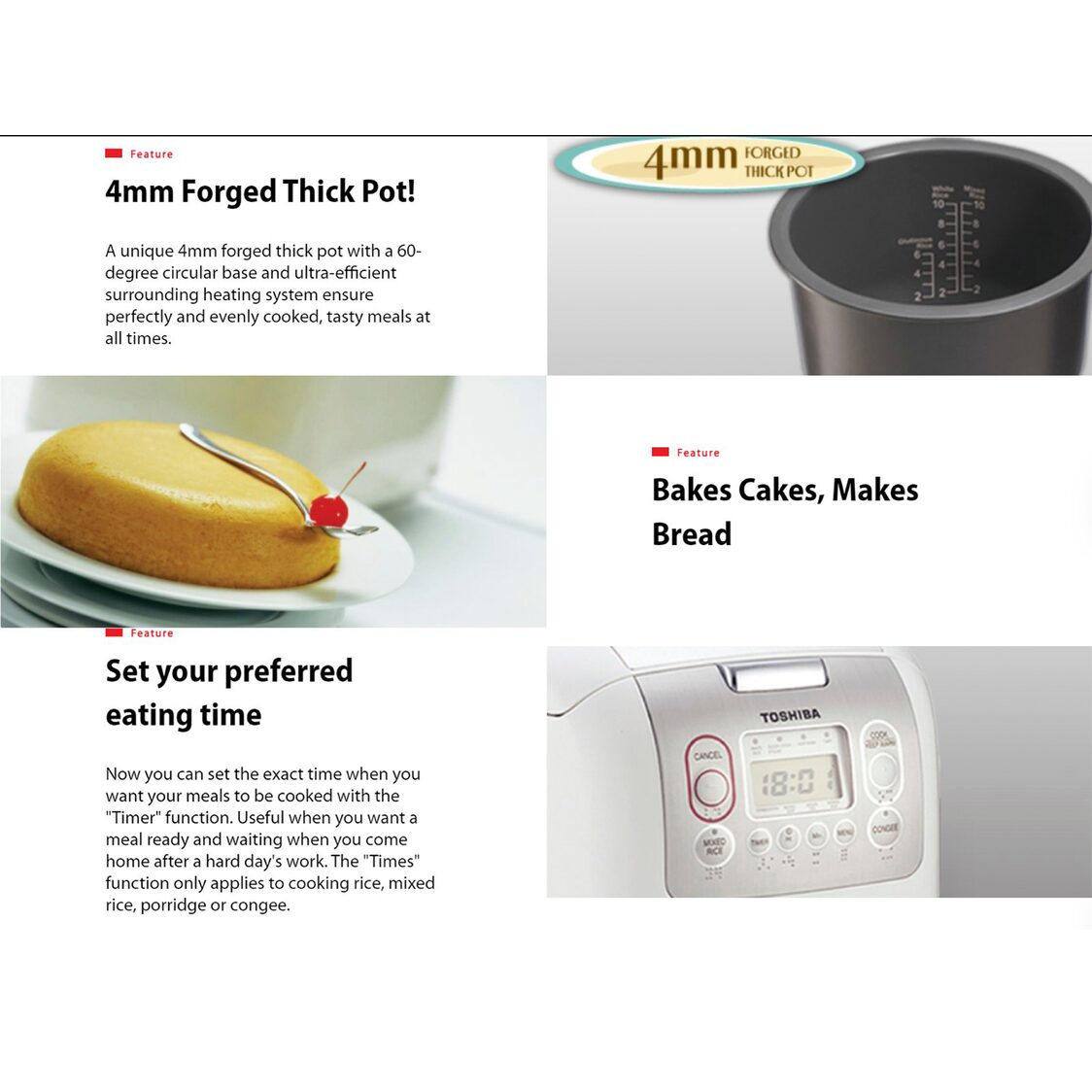 TOSHIBA Electric Rice Cooker 1.0L (RC-10NMFEIS WT)