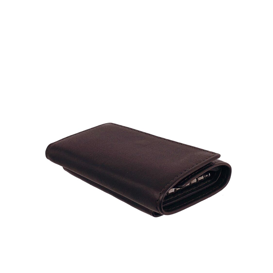 Genuine Leather Key Pouch With Snap Pocket