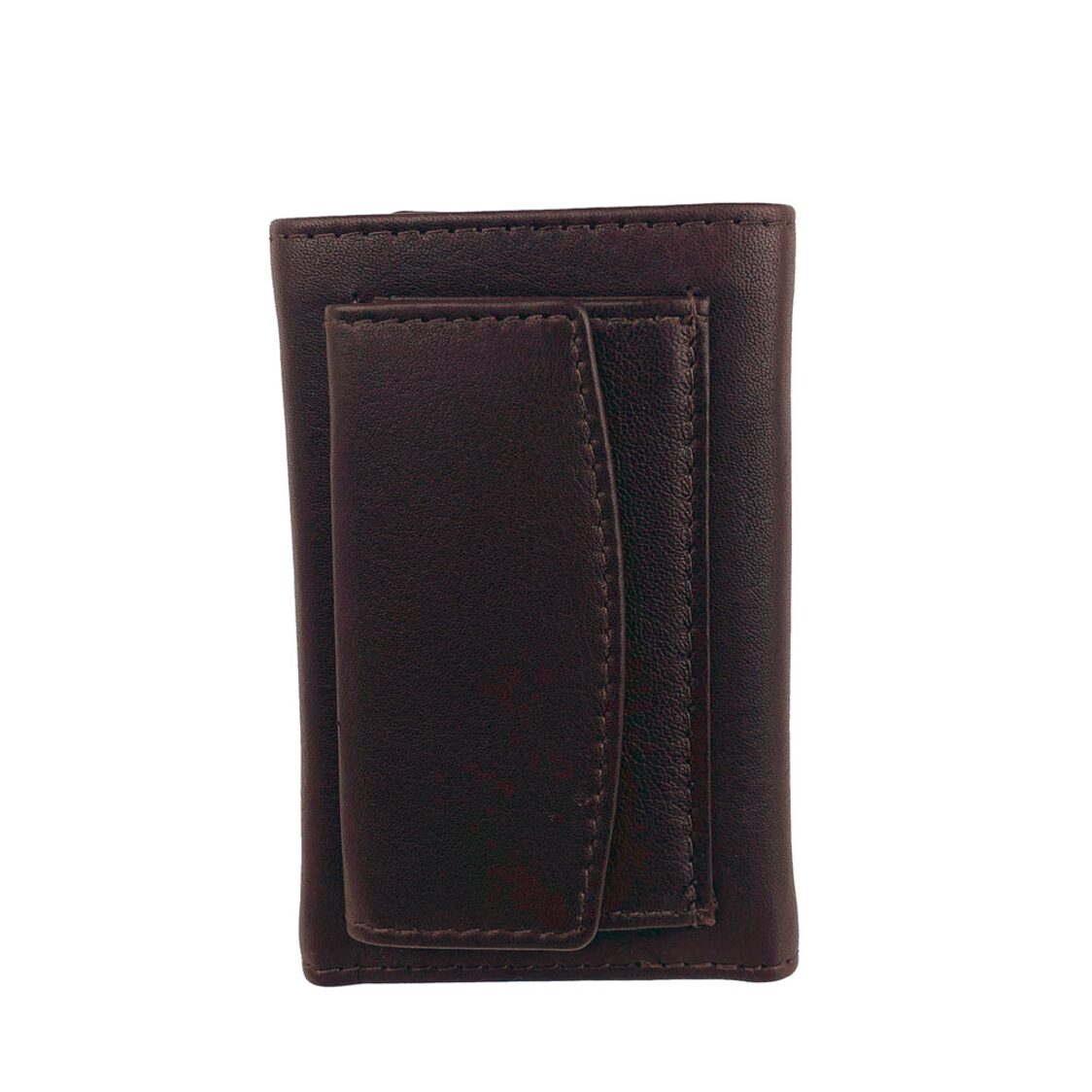 Genuine Leather Key Pouch With Snap Pocket