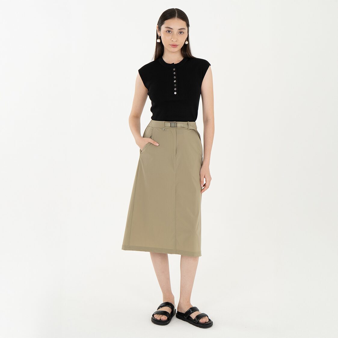K/WOODS Ice Cool Skirt in Khaki