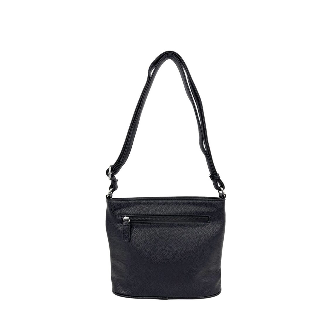 Mel&Co Lychee Embossed Multiple Pockets Sling Bag Black