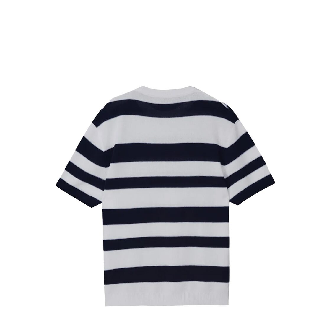 Mind Bridge Striped Short-Sleeved Knit Navy