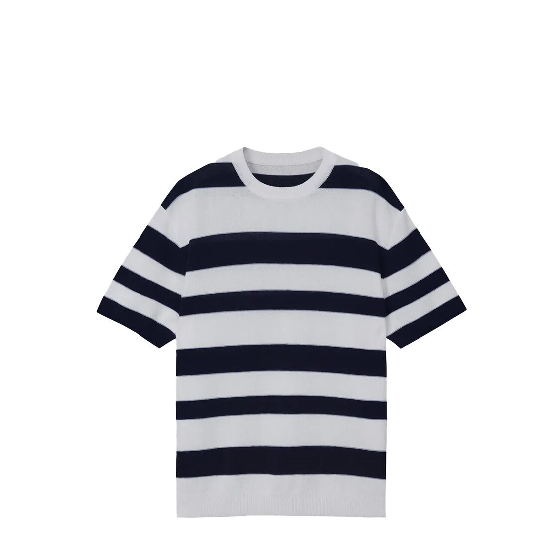 Mind Bridge Striped Short-Sleeved Knit Navy