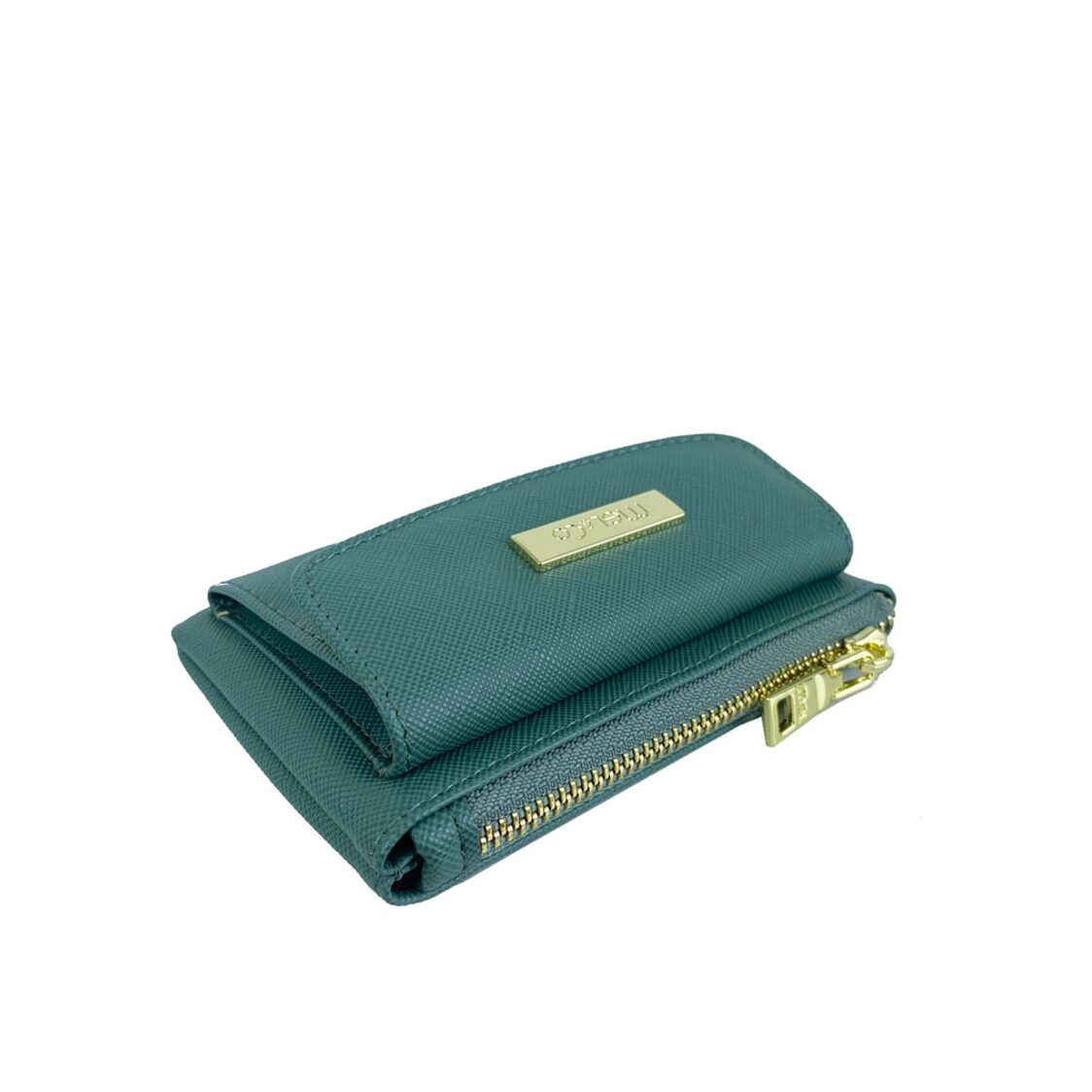 Mel&Co Saffiano Leatherette Front Flap Pocket Pouch with Keyring