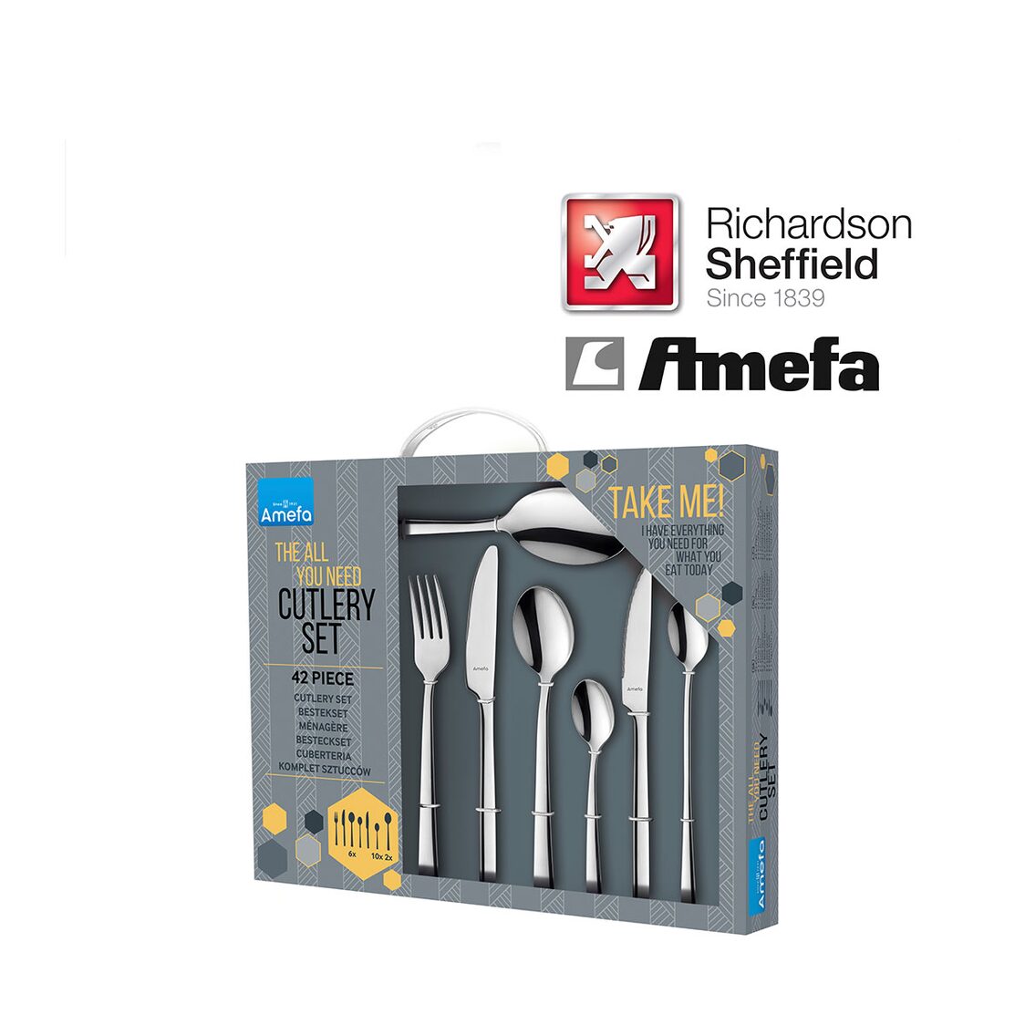 Richardson Sheffield Amefa Manille Steel 42Pc Cutlery Set