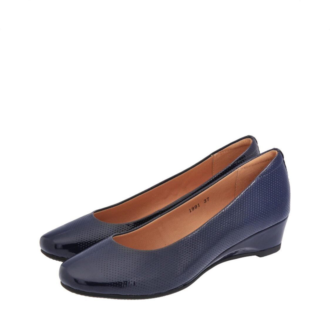 Caratti 1991 Navy Leather Wedged Heels (Short)
